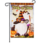 Load image into Gallery viewer, G128 Garden Flag Trick or Treat Witch Hat Gnome with Broom  12x18 Inch  Printed Blockout Polyester  Halloween Fall Decoration