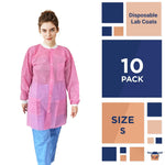 Load image into Gallery viewer, Disposable Lab Coat Small Size 10 Pack Light Pink Lab Jackets for Adults