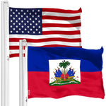 Load image into Gallery viewer, G128 Combo Pack: American USA Flag 3x5 Ft &amp; Haiti Flag 3x5 Ft, Both Printed 150D Polyester, Indoor/Outdoor, Brass Grommets