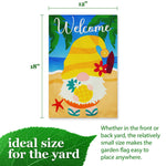 Load image into Gallery viewer, Garden Flag Welcome Gnome at Beach with Pineapple 12x18 inch Blockout Fabric