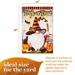 Load image into Gallery viewer, G128 Garden Flag Trick or Treat Witch Hat Gnome with Broom  12x18 Inch  Printed Blockout Polyester  Halloween Fall Decoration