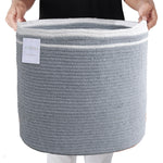 Load image into Gallery viewer, Large Recycled Cotton Rope Basket Blanket Storage Basket Pillows Toys Towels Laundry and Living Room Organization 15.8x13.8 Inches Eco friendly &amp; Decorative Basket Gray