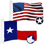 Load image into Gallery viewer, G128 Combo Pack: American USA Flag 6x10 Ft &amp; Texas TX State Flag 6x10 Ft  Both ToughWeave Series Embroidered 300D Polyester, Embroidered Design, Indoor/Outdoor, Brass Grommets