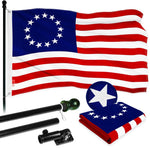 Load image into Gallery viewer, G128 Combo Pack: 5 Ft Tangle Free Aluminum Spinning Flagpole (Black) &amp; Betsy Ross Flag 2x3 Ft, ToughWeave Series Embroidered 300D Polyester  Pole with Flag Included