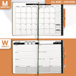 Load image into Gallery viewer, 2025 2026 HARDCOVER Leather Planner Weekly &amp; Monthly   6.5 * 8.5 Inches   Academic Planner Business Personal or Student   Pen Holder Thick Paper July 2025   June 2026 (Dark Brown)
