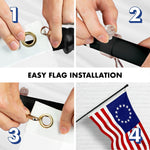 Load image into Gallery viewer, G128 Combo Pack: 5 Ft Tangle Free Aluminum Spinning Flagpole (Black) &amp; Betsy Ross Flag 2x3 Ft, ToughWeave Series Embroidered 300D Polyester  Pole with Flag Included