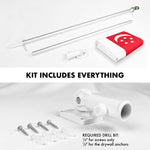 Load image into Gallery viewer, G128 Combo Pack: 6 Ft Tangle Free Aluminum Spinning Flagpole (Silver) &amp; Singapore Singaporean Flag 3x5 Ft, LiteWeave Pro Series Printed 150D Polyester  Pole with Flag Included