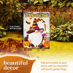 Load image into Gallery viewer, G128 Garden Flag Trick or Treat Witch Hat Gnome with Broom  12x18 Inch  Printed Blockout Polyester  Halloween Fall Decoration