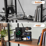 Load image into Gallery viewer, Wood Phone Docking Station for Men Fumed Black Desktop or Nightstand Organizer
