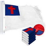 Load image into Gallery viewer, G128 5 Pack: Christian Flag  6x10 Ft  StormFlyer Series Embroidered 220GSM Spun Polyester  Religious Flag, Embroidered Design, Indoor/Outdoor, Brass Grommets, Heavy Duty, All Weather