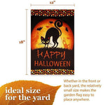 Load image into Gallery viewer, G128 Garden Flag Happy Halloween Black Cat and Ghosts  12x18 Inch  Printed Blockout Polyester  Halloween Fall Decoration