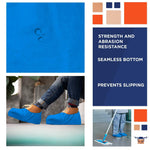 Load image into Gallery viewer, Disposable Shoe Covers for Indoors Outdoors 16x6 inch 100 Pack Blue Boot Covers