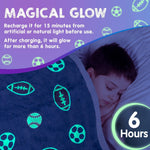 Load image into Gallery viewer, Glow in The Dark Blanket 6 Hours Glow 50 x 60 Inch Blue Flannel Fleece Blanket for Boys Two Sided Soccer Kids Blanket 6 Hours Glow in The Dark Blankets