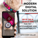 Load image into Gallery viewer, Waterproof Dog Collar Adjustable 17–28 in Neck x 1 3/5 in Wide Buckle &amp; QR Tag Pink