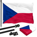 Load image into Gallery viewer, G128 Combo Pack: 6 Ft Tangle Free Spinning Flagpole (Black) &amp; Czech Republic Flag 3x5 Ft Printed 150D Polyester, Brass Grommets (Flag Included) Aluminum Flag Pole