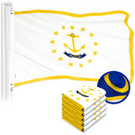 Load image into Gallery viewer, G128 5 Pack: Rhode Island RI State Flag  4x6 Ft  ToughWeave Series Embroidered 300D Polyester  Embroidered Design, Indoor/Outdoor, Brass Grommets