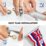 Load image into Gallery viewer, G128 Combo Pack: 6 Ft Tangle Free Aluminum Spinning Flagpole (Silver) &amp; United Kingdom UK Flag 3x5 Ft, ToughWeave Series Embroidered 300D Polyester  Pole with Flag Included