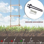 Load image into Gallery viewer, Wooden Rope Ladder for Kids with Ground anchoring Length 6.5&#39;(2m) Width 16 (40cm) Outdoor or Indoor Climbing Rope Ladder for Ninja Slackline Backyard Playground Home Gym Park Treehouse
