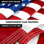 Load image into Gallery viewer, G128  6 Feet Tangle Free Spinning Flagpole (Silver) USA Double Sided Brass Grommets Embroidered 3x5 ft (Flag Included) Aluminum Flag Pole