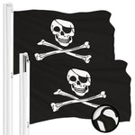 Load image into Gallery viewer, G128 2 Pack: Pirate Jolly Roger Bones Flag  2x3 Ft  ToughWeave Series Embroidered 300D Polyester  Novelty Flag, Embroidered Design, Indoor/Outdoor, Brass Grommets