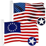 Load image into Gallery viewer, G128 Combo Pack: American USA Flag 6x10 Ft &amp; Betsy Ross Flag 6x10 Ft  Both ToughWeave Series Embroidered 300D Polyester, Embroidered Design, Indoor/Outdoor, Brass Grommets