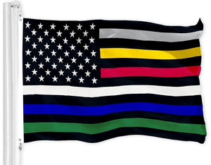 Thin Line Civil Services Flag 3x5 Ft Printed 150D Polyester Duty and Honor Flag