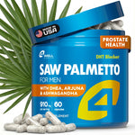 Load image into Gallery viewer, Saw Palmetto for Men &amp; Prostate Health Supplements with Arjuna Extract Advanced Formula Saw Palmetto Arjuna Bark Extract w DHEA Ashwagandha 900mg DHT Blocker for Hair Support
