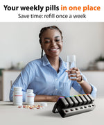 Load image into Gallery viewer, Weekly Pill Organizer 1 time a Day Pill Box 7 Day with Removable Daily Containers and Taken Not Taken Reminder for Easy Tracking Portable Case for Vitamins and Medication for Home and Travel