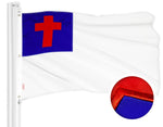 Load image into Gallery viewer, G128 Combo Pack: American USA Flag 5x8 Ft &amp; Christian Flag 5x8 Ft  Both ToughWeave Series Embroidered 300D Polyester, Embroidered Design, Indoor/Outdoor, Brass Grommets