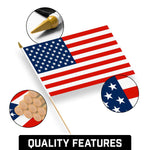 Load image into Gallery viewer, G128 24 Pack Handheld American USA Stick Flags  12x18 In  Printed 150D Polyester, Country Flag, Solid Wooden Stick, Spear Gold Tip, Great for Patriotic Decorations