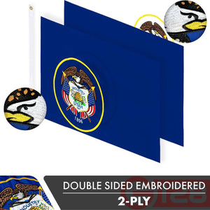 Utah UT State Flag 3x5 Ft 3Pack Doublesided Embroidered Polyester By G128