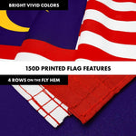 Load image into Gallery viewer, G128 Combo Pack: 6 Ft Tangle Free Spinning Flagpole (Silver) &amp; Malaysia Flag 3x5 Ft Printed 150D Polyester, Brass Grommets (Flag Included) Aluminum Flag Pole