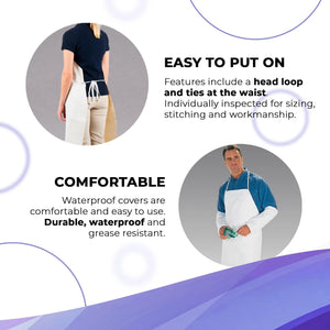 White Disposable Aprons for Adults 28x36 Inch Pack of 10 Large Size 60 GSM