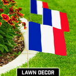 Load image into Gallery viewer, G128 24 Pack Handheld France French Stick Flags  12x18 In  Printed 150D Polyester, Country Flag, Solid Wooden Stick, Spear Gold Tip