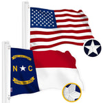 Load image into Gallery viewer, G128 Combo Pack: American USA Flag 2x3 Ft &amp; North Carolina Flag 2x3 Ft, Both Embroidered SPUN Polyester, Indoor/Outdoor, Brass Grommets