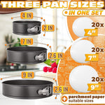 Load image into Gallery viewer, Cake Springform Pan Set of 3 (4  7  9 ) With 60 Parchment Paper   Non Stick Round Cake Pans Sets for Baking Spring Pans for Baking Cheesecake Cake Baking Pans   Springform Cake Pan Set