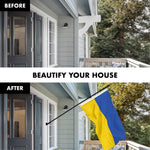 Load image into Gallery viewer, G128 Flag Pole 6FT Black Tangle Free &amp; Ukraine Ukrainian Flag 3x5 Ft Combo Printed 150D Polyester