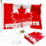 Load image into Gallery viewer, G128 Combo Pack: 6 Ft Tangle Free Aluminum Spinning Flagpole (White) &amp; Canada Canadian The Great White North Flag 3x5 Ft, LiteWeave Pro Series Printed 150D Polyester  Pole with Flag Included