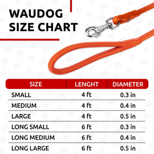 WAUDOG Rolled Leather Dog Leash 4Ft * 0.5 in for Small Medium and Large Dogs Heavy Duty Leather Puppy Leash for Outdoor Walking Running Training Strong Dog Leashes for Large Breed Dogs (Orange)