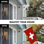 Load image into Gallery viewer, G128 Combo Pack: 6 Feet Tangle Free Spinning Flagpole (Silver) Switzerland Swiss Flag 3x5 ft Printed 150D Brass Grommets (Flag Included) Aluminum Flag Pole