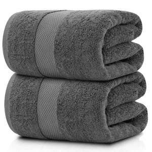 2 Pack Luxury Soft Bath Sheet Towels 650 GSM Extra Large 35x70 inch Grey Color