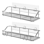 Load image into Gallery viewer, 2 Pack Silver Adhesive Shower Caddy Shower Shelf Organizer for Bathroom Organization with Hooks SUS304 Stainless Steel
