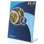 Load image into Gallery viewer, 2 Pack Acrylic Sign Holders 8.5x11 Plastic Stands for Display 8 1 2 x 11 Acrylic Sign Holder with Vertical Slanted Back Clear Plastic Sign Holder Paper Display Table Stand Flyer Document Paper
