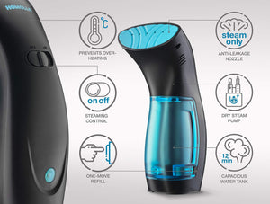 Travel Steamer for Clothes Handheld Garment Steamer Mini Portable Fabric Steamer Iron Wrinkles Steam Remover 25s Fast Heat up 120ml Water Tank Anti Leak Ironing Pump System 950W – 360°