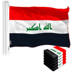 Load image into Gallery viewer, G128 5 Pack: Iraq (Iraqi) Flag  3x5 feet  Printed 150D Indoor/Outdoor, Vibrant Colors, Brass Grommets, Quality Polyester, Much Thicker More Durable Than 100D 75D Polyester