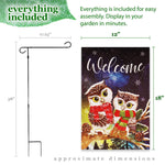 Load image into Gallery viewer, G128 Combo Pack: Garden Flag Stand Black 36 in x 16 in &amp; Garden Flag Winter Decoration Cozy Owls with Scarves 12x18 DoubleSided Blockout Fabric