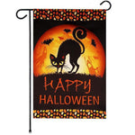 Load image into Gallery viewer, G128 Garden Flag Happy Halloween Black Cat and Ghosts  12x18 Inch  Printed Blockout Polyester  Halloween Fall Decoration