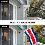 Load image into Gallery viewer, G128 Combo Pack: 6 Feet Tangle Free Spinning Flagpole (Silver) Costa Rica Costa Rican Flag 3x5 ft Printed 150D Brass Grommets (Flag Included) Aluminum Flag Pole