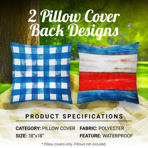 Patriotic Decoration Gnome Fireworks Waterproof Throw Pillow Covers 18x18 In