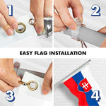 Load image into Gallery viewer, G128 Combo Pack: 6 Ft Tangle Free Spinning Flagpole (Silver) &amp; Slovakia Flag 3x5 Ft Printed 150D Polyester, Brass Grommets (Flag Included) Aluminum Flag Pole
